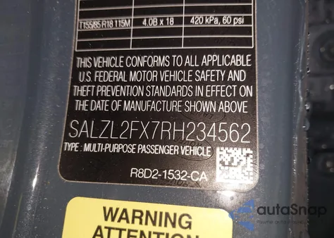 2024 Land Rover Range Rover Evoque Dynamic Se from USA, damaged, VIN SALZL2FX7RH234562